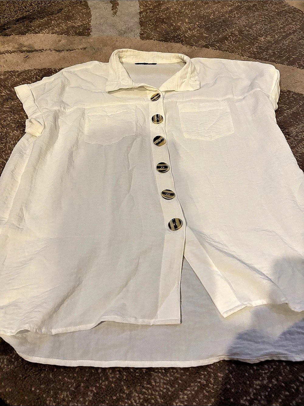 John Mark White Button Front Shirt Size Medium